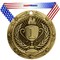 Gold Medal - Large Metal - Olympic Award Medals with Stars & Stripes American Flag V Neck Ribbon - Perfect for School Competitions, Kids, Students, Athletes & Scholars